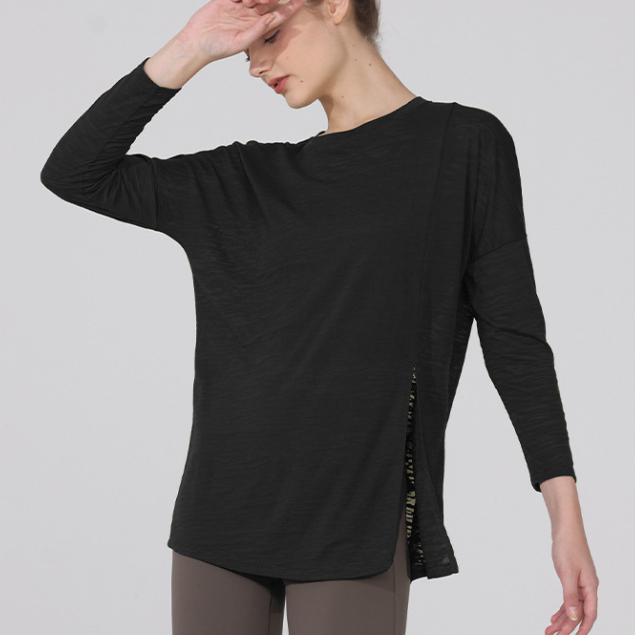 バックツイストオープン ヨガ 長袖トップス