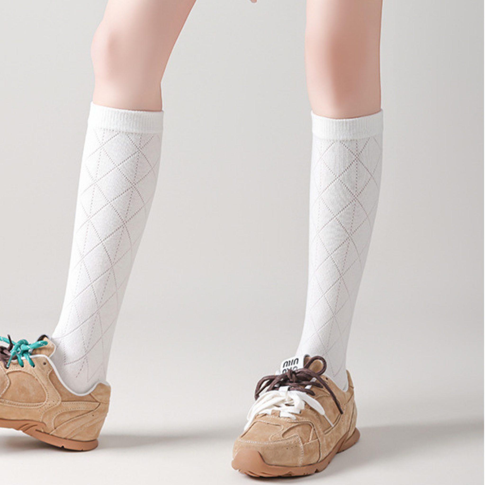 ダイヤモンド柄 5本指 ロングソックス