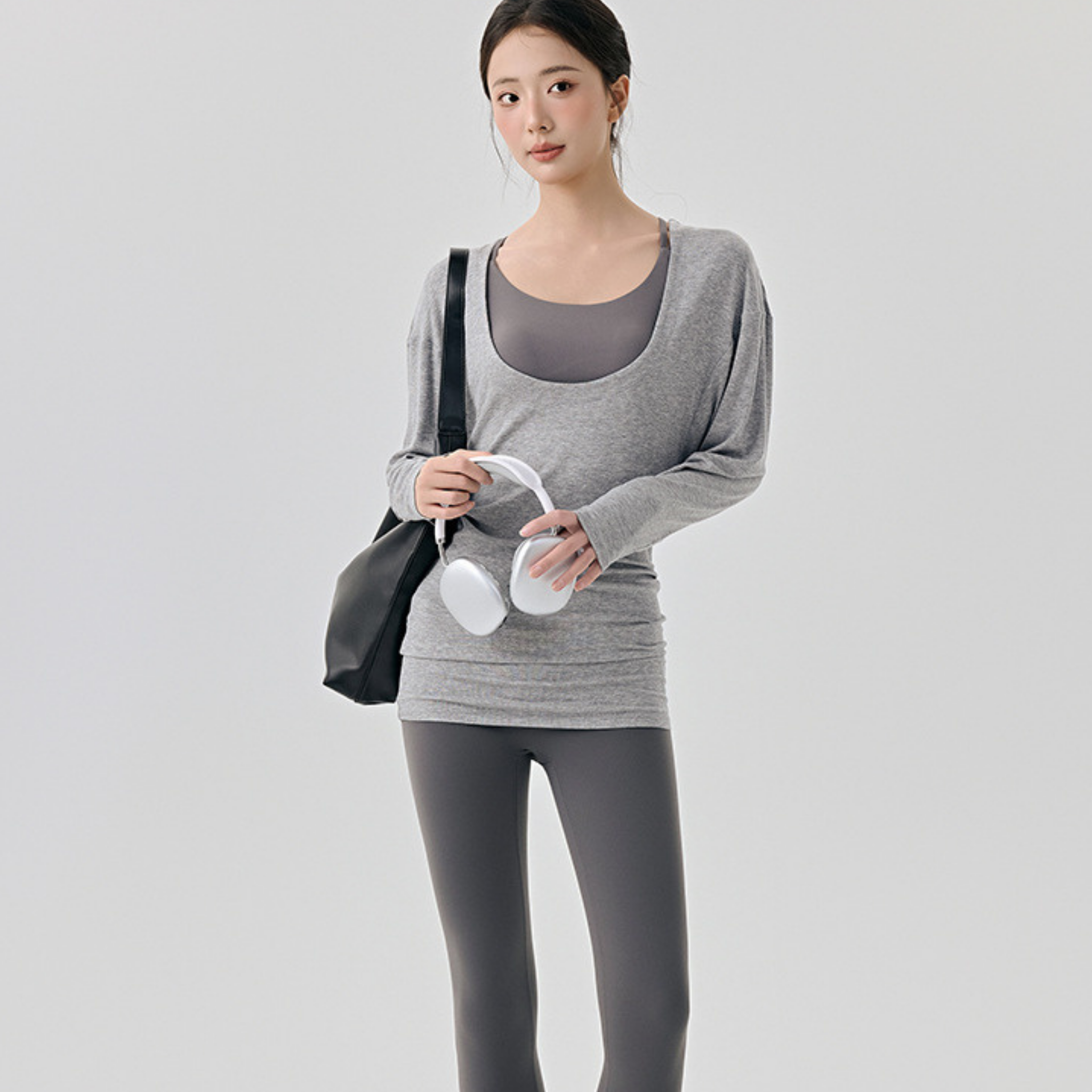 Uネック フィットネスロングスリーブ