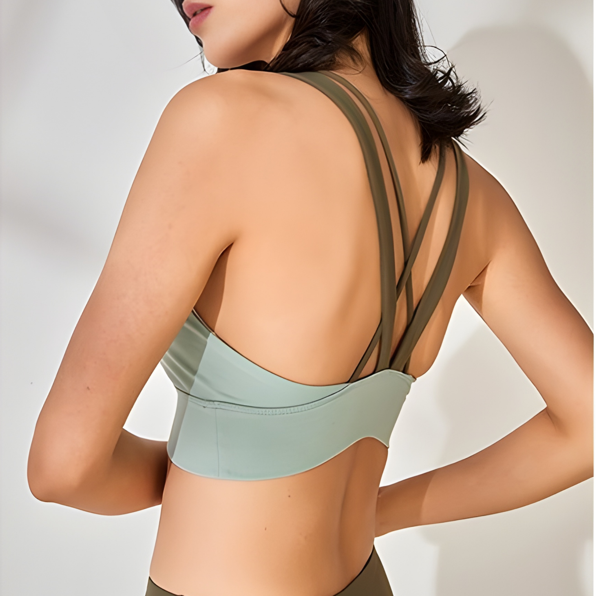 バイカラー バッククロス スポーツブラ