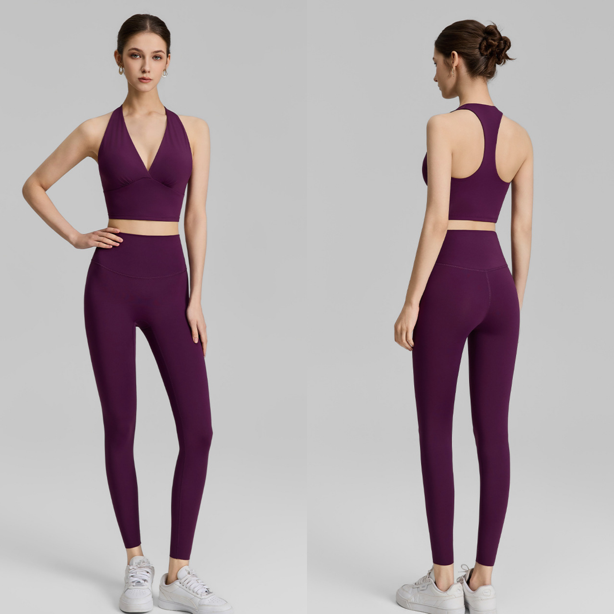 ホルターディープVネック スポーツブラ&レギンス セットアップ