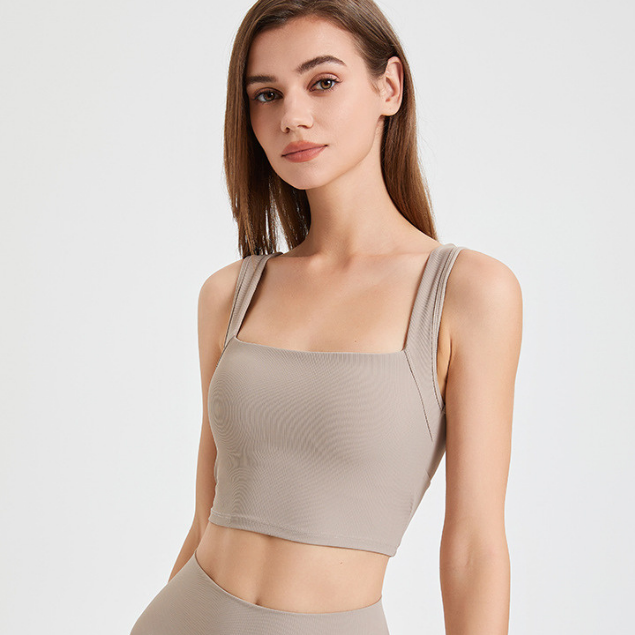 オープンバック 幅広ストラップ スポーツブラ