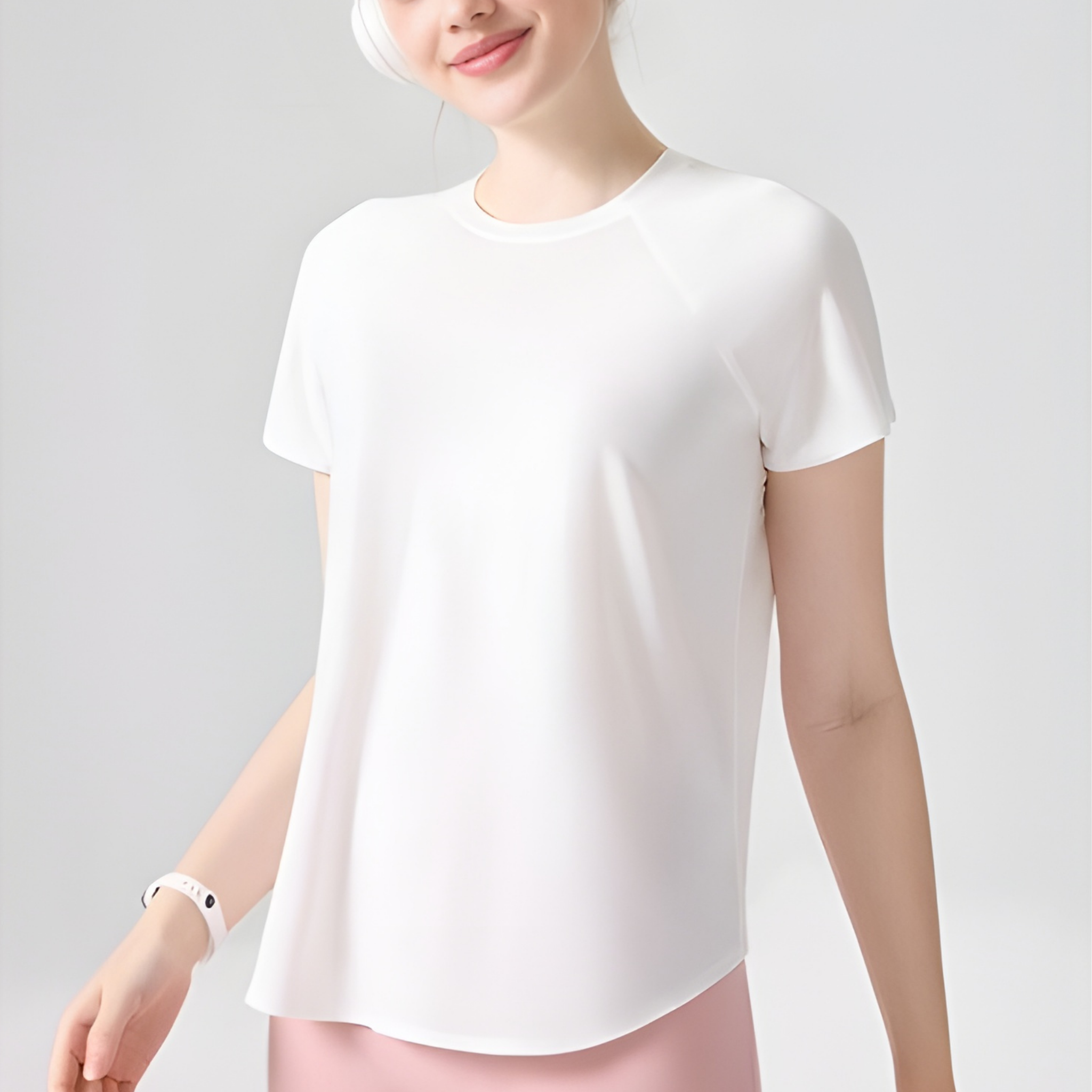 メッシュバック シンプル半袖トップス