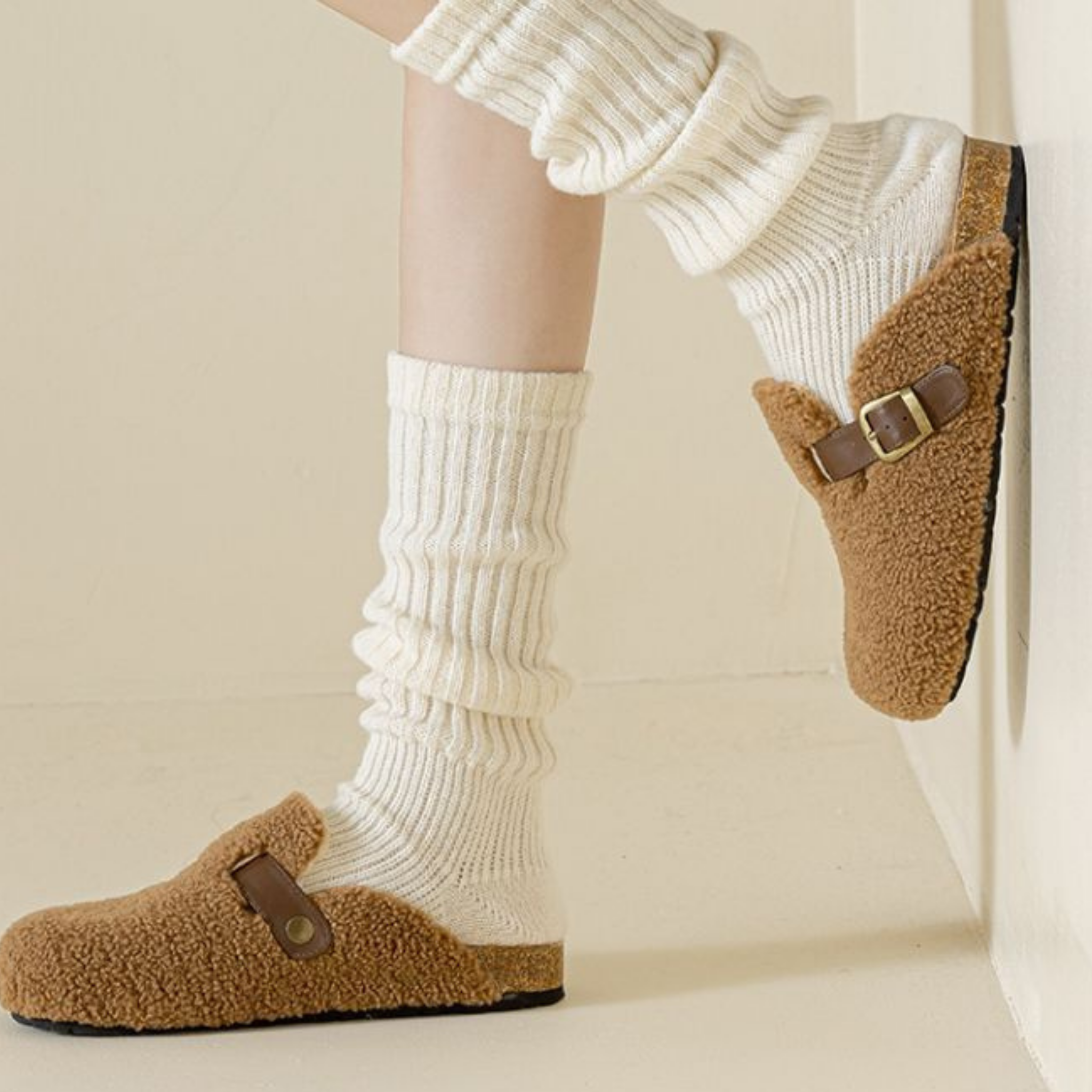 かかと付き レッグウォーマー ショート丈