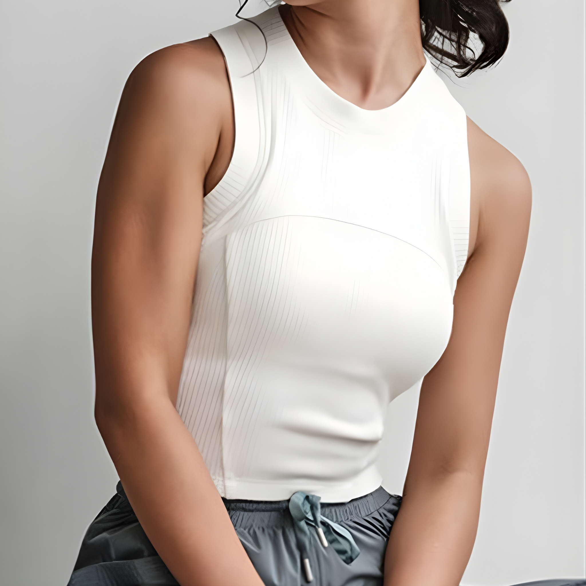 リブ クロップドタンクトップ