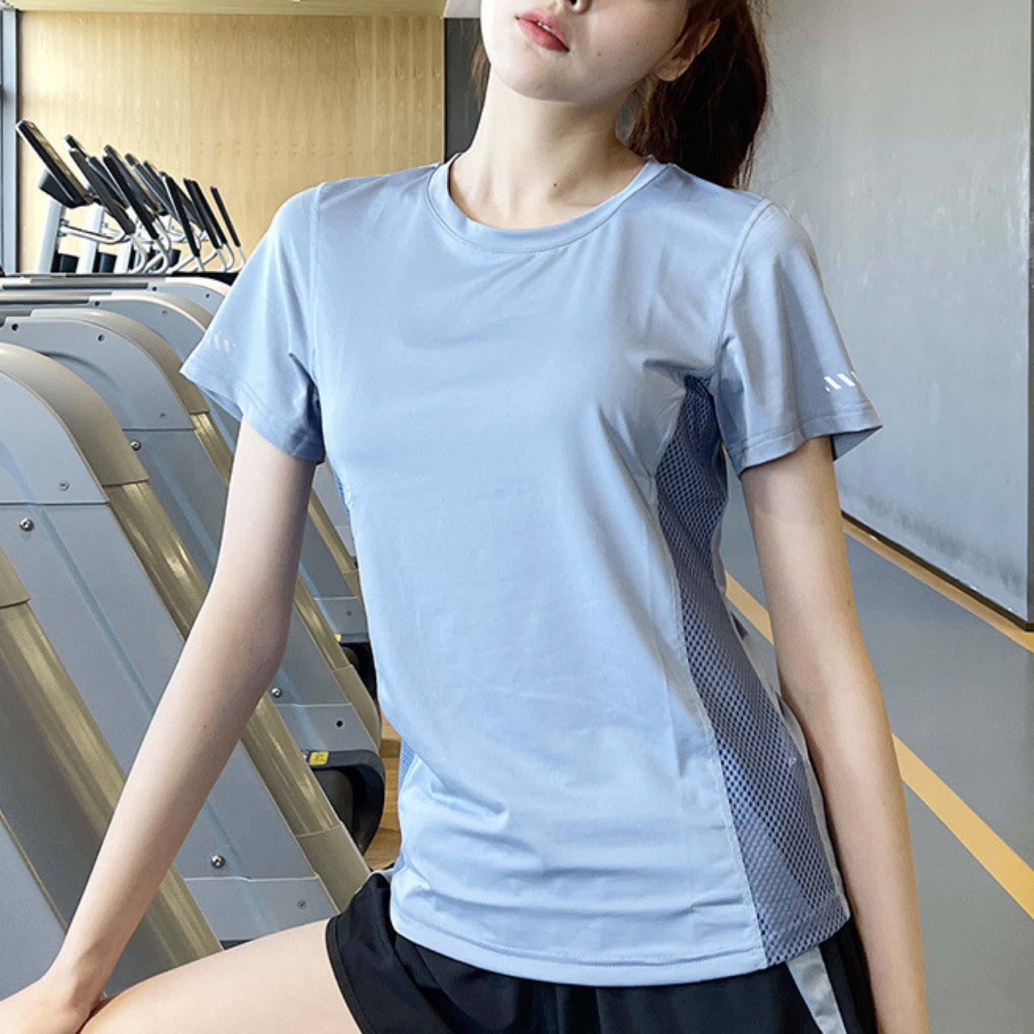 サイド&バック メッシュ スリムフィット 半袖Tシャツ S~3XL