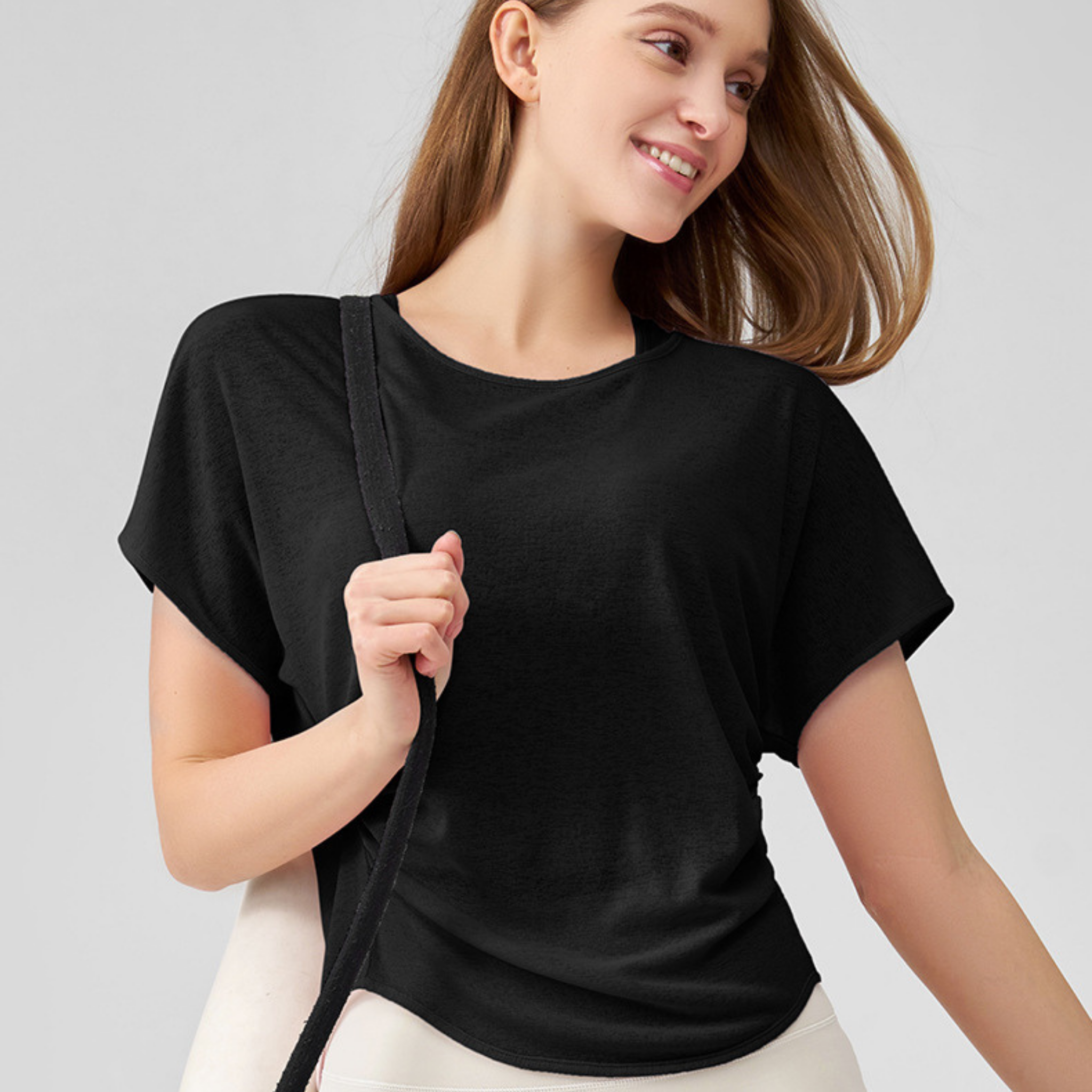 トライアングル バックオープン スリム 半袖Tシャツ