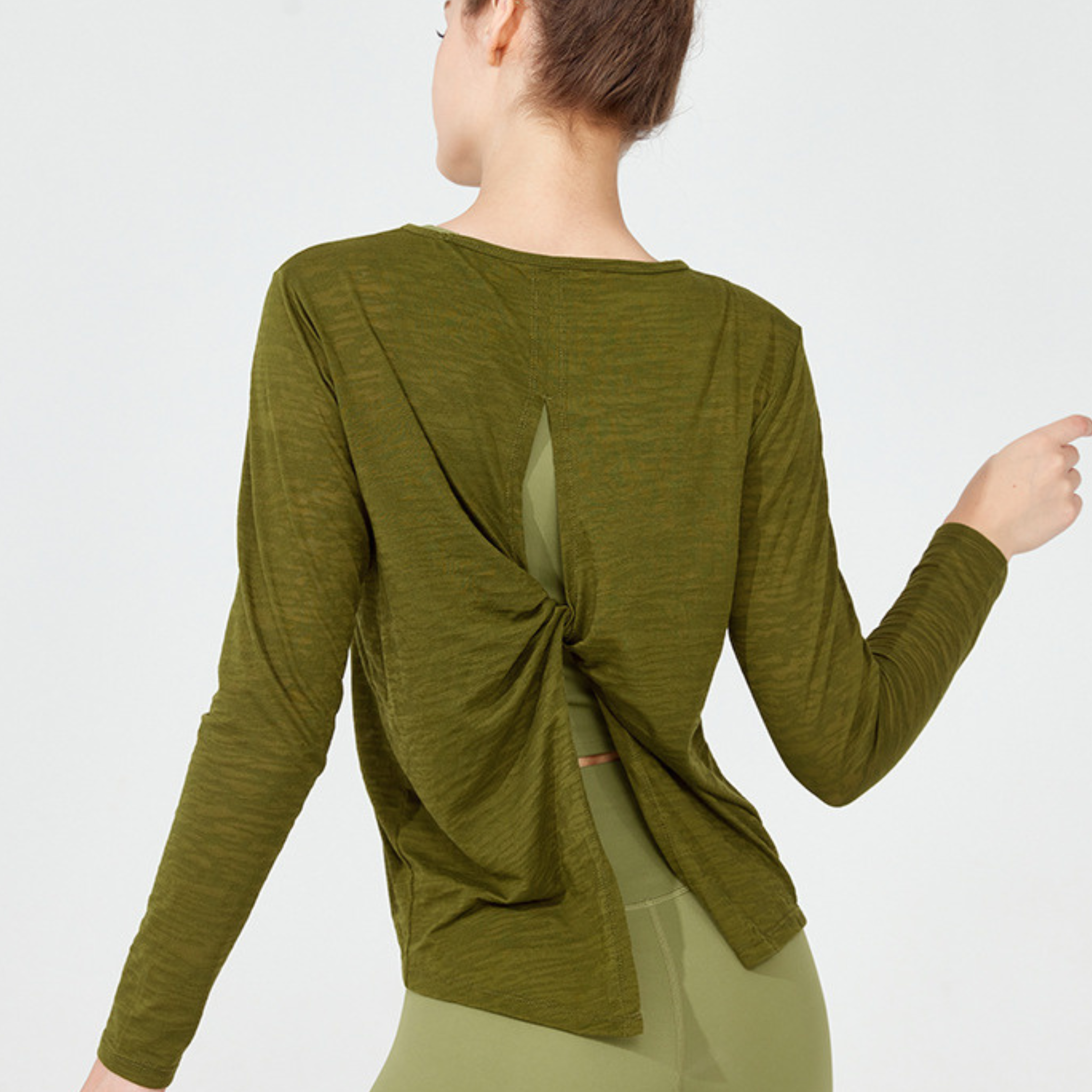 バックツイストオープン ヨガ 長袖トップス