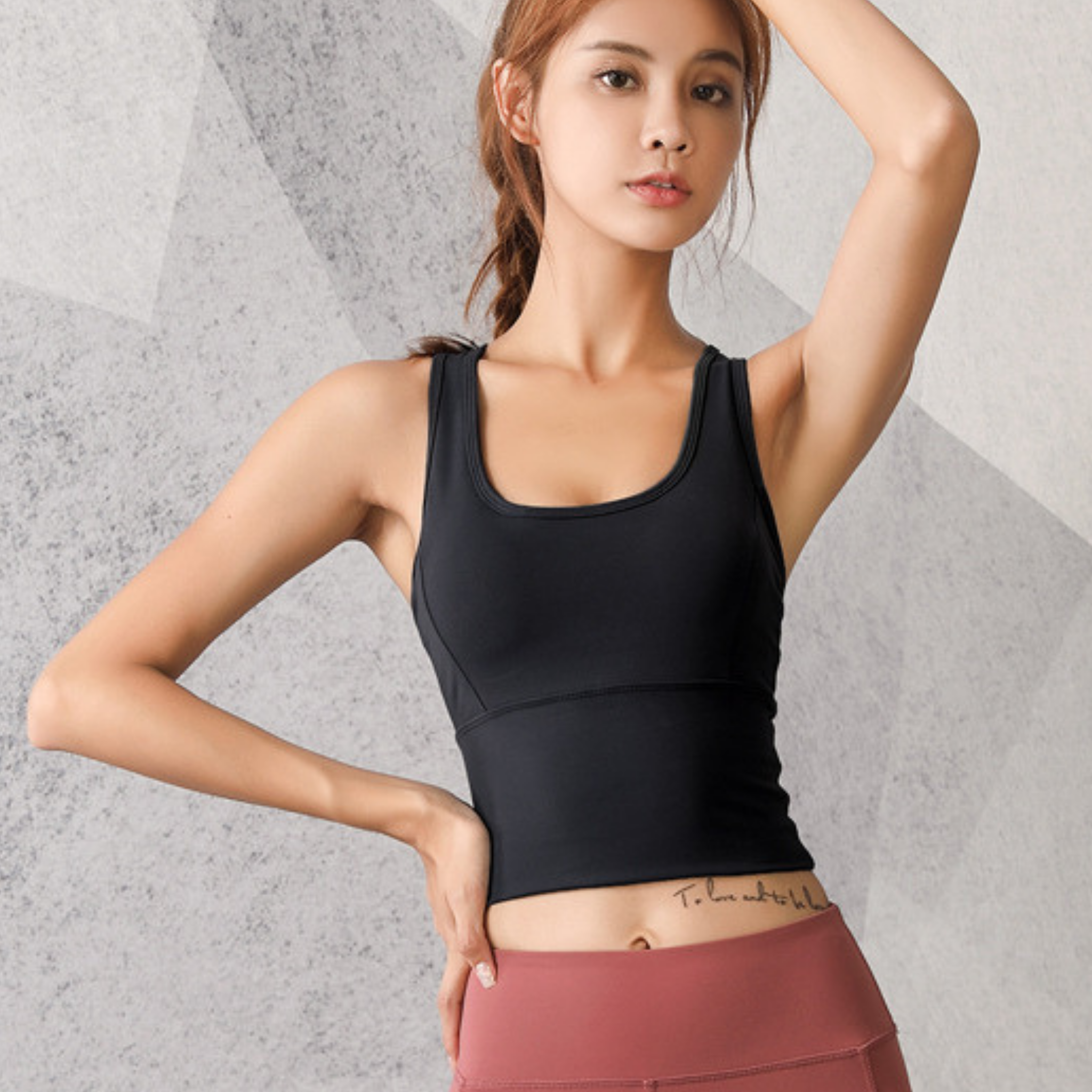 幅広アンダー クロスバックショルダー スポーツブラ