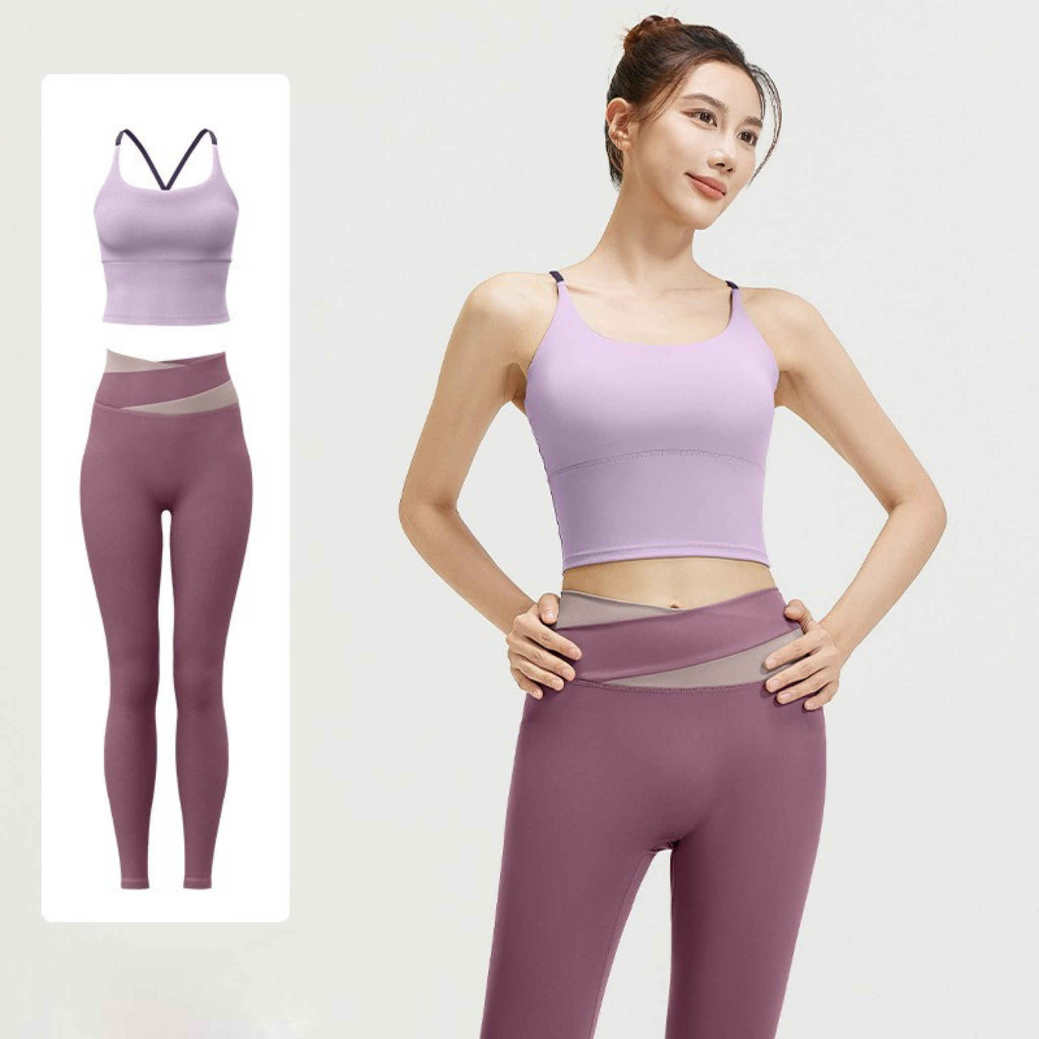 バッククロスシンプル ブラトップ&シャープラインレギンス セット