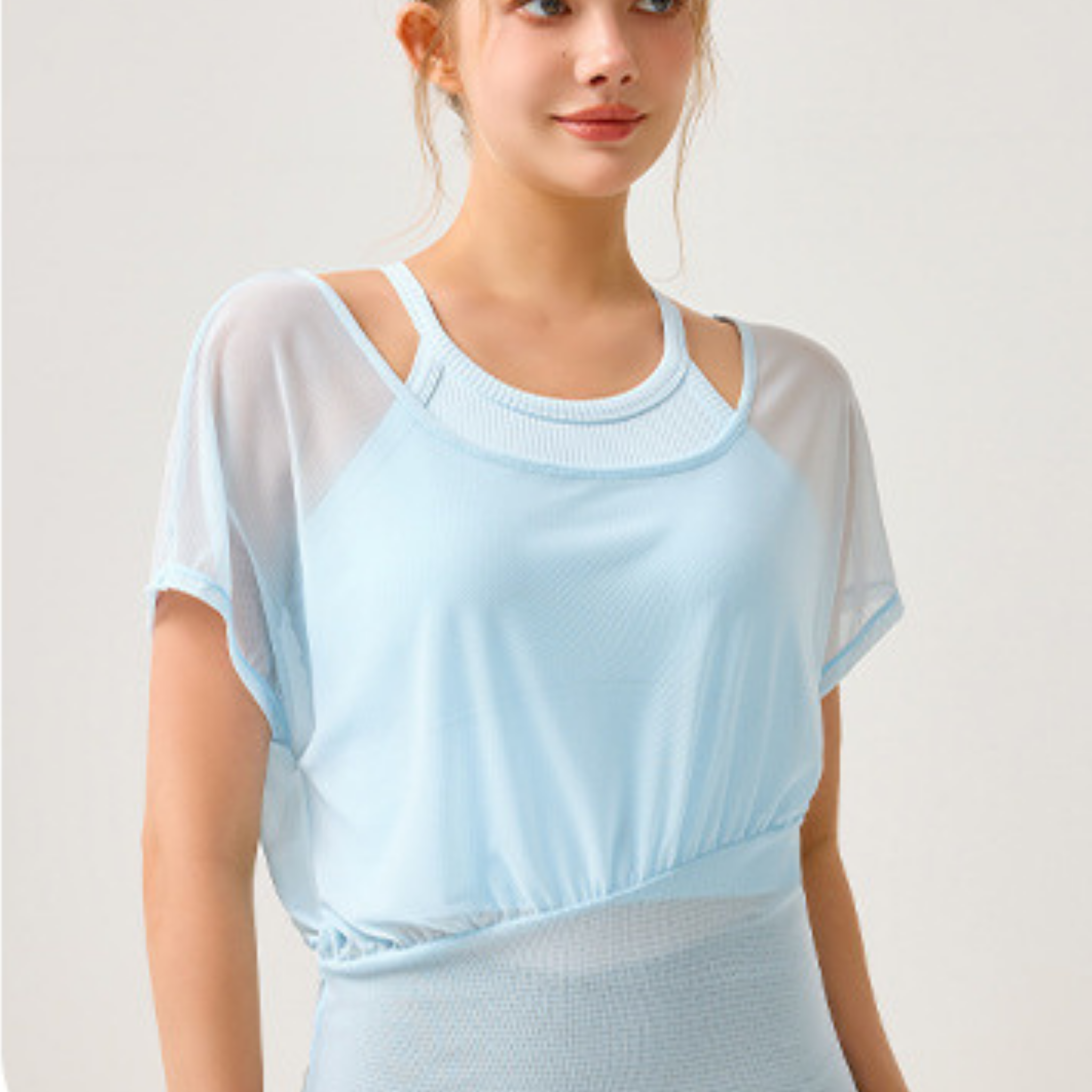 オールメッシュ ヨガTシャツ