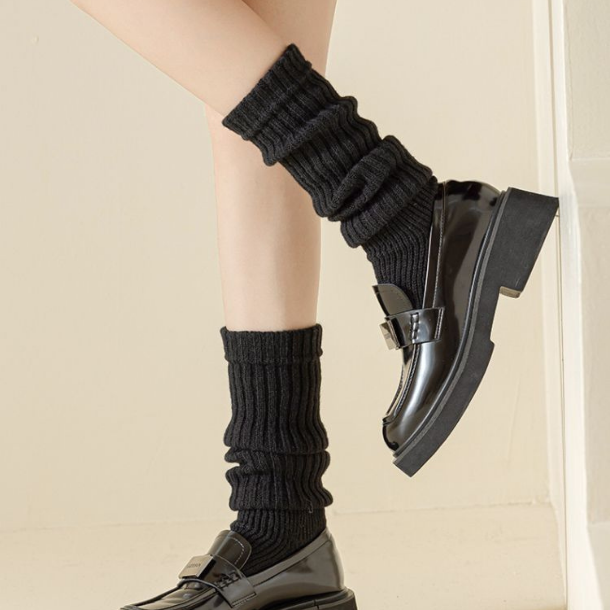 かかと付き レッグウォーマー ショート丈