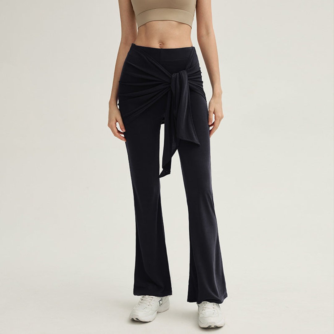 フェイクツーピース ロングフレアパンツ