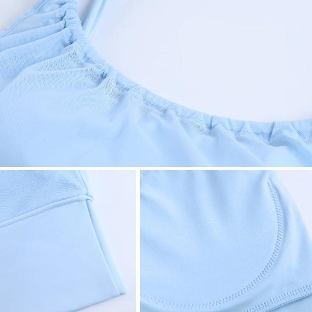 ハイホールド メッシュレイヤード 一体型カップ付き スポーツブラ