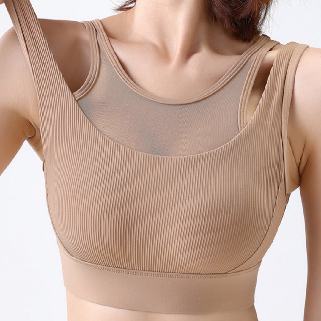 ハイホールド フェイクツーピース ダブルストラップ スポーツブラ