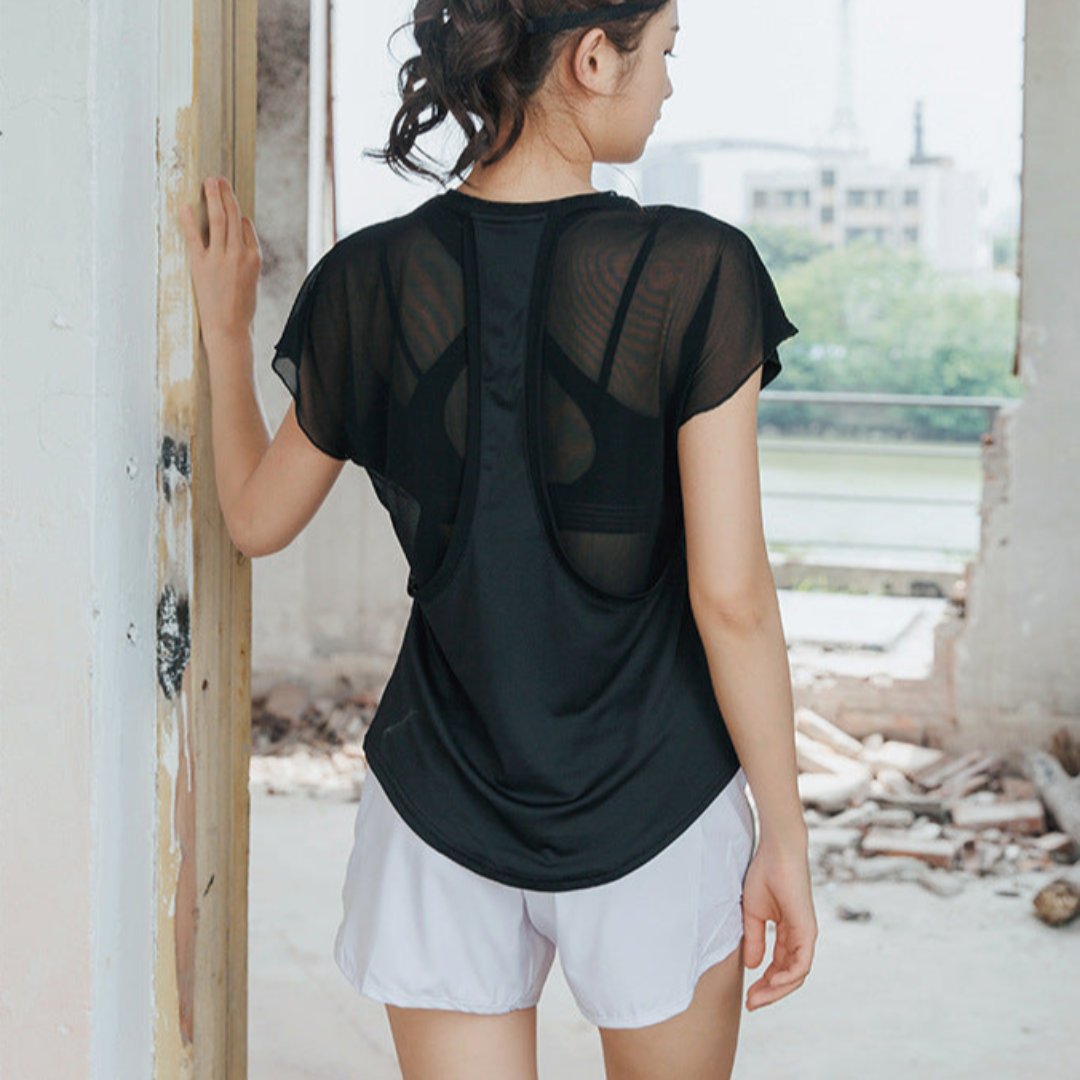 シースルーメッシュバック Tシャツ