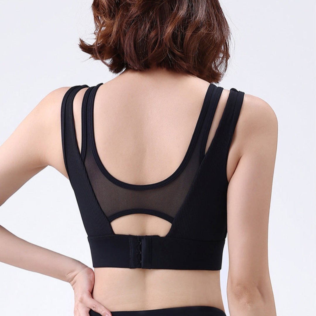 ハイホールド フェイクツーピース ダブルストラップ スポーツブラ