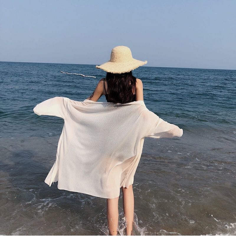 ビーチ ロングシフォンカーディガン