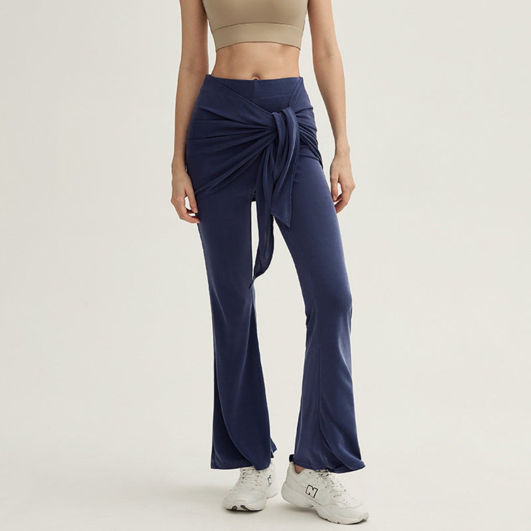 フェイクツーピース ロングフレアパンツ