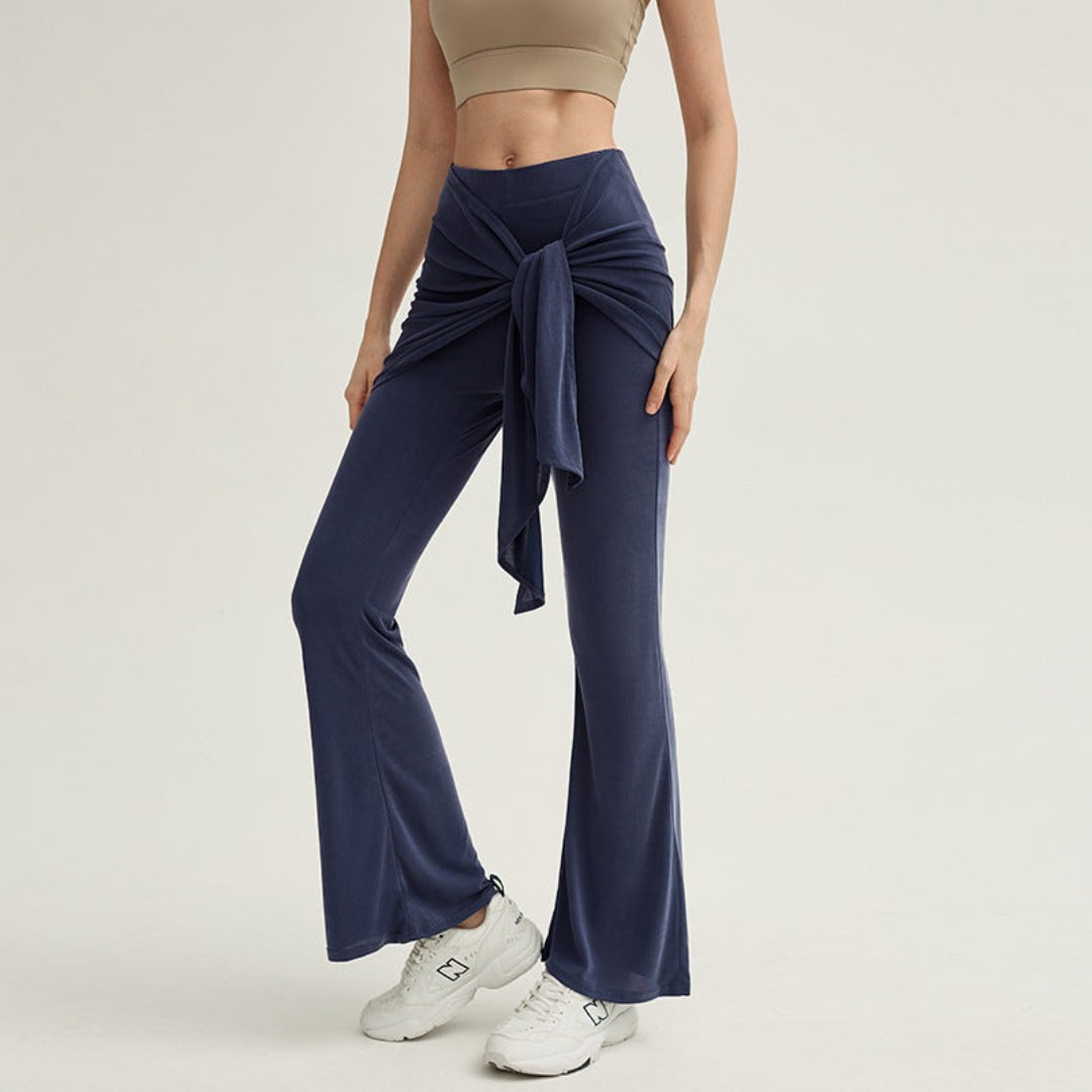 フェイクツーピース ロングフレアパンツ