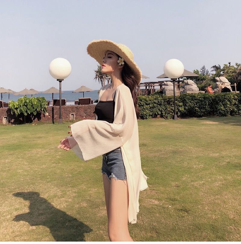 ビーチ ロングシフォンカーディガン