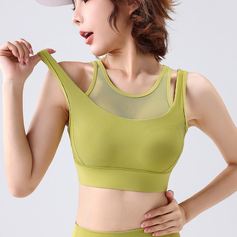 ハイホールド フェイクツーピース ダブルストラップ スポーツブラ