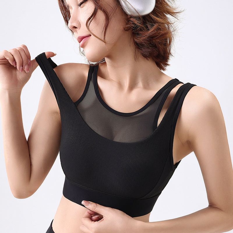 ハイホールド フェイクツーピース ダブルストラップ スポーツブラ