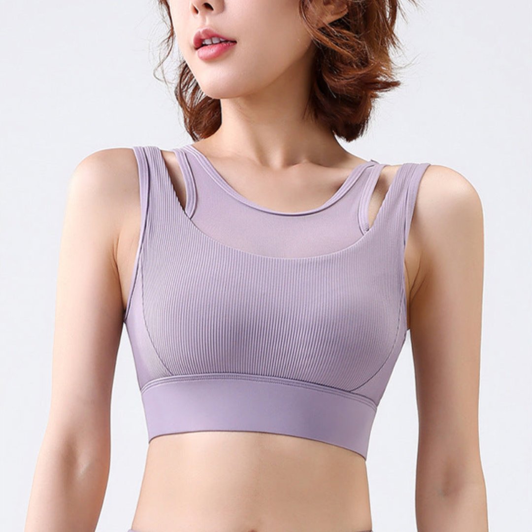 ハイホールド フェイクツーピース ダブルストラップ スポーツブラ