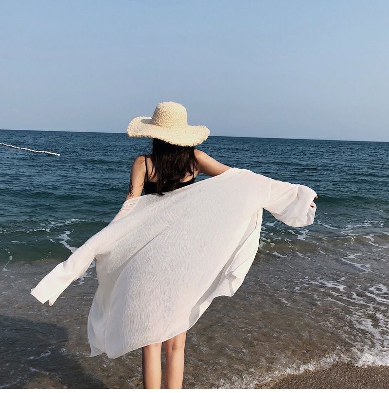 ビーチ ロングシフォンカーディガン