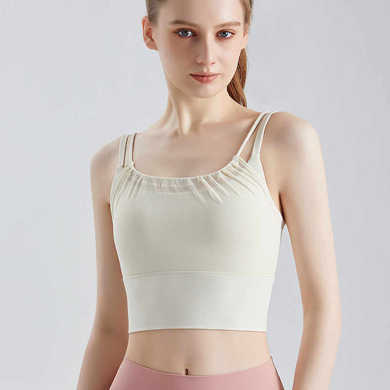 ハイホールド メッシュレイヤード 一体型カップ付き スポーツブラ