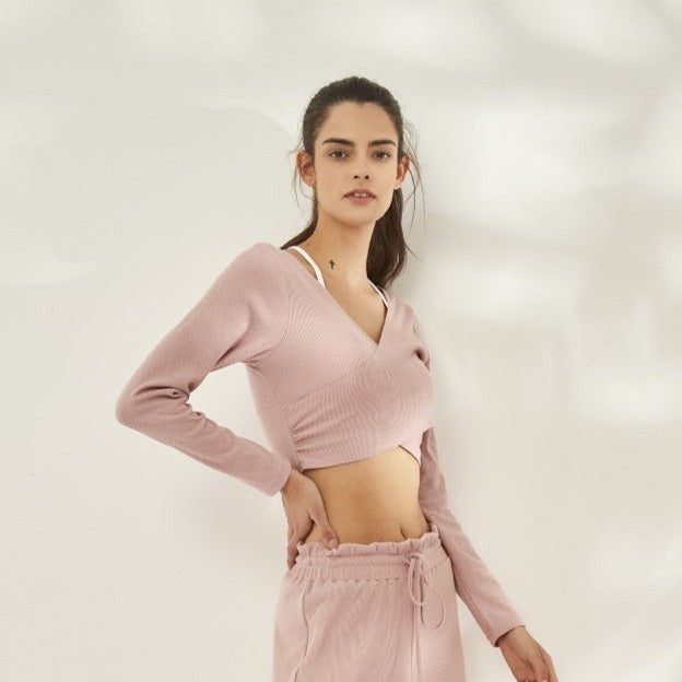 フロントクロス 長袖ヨガトップス