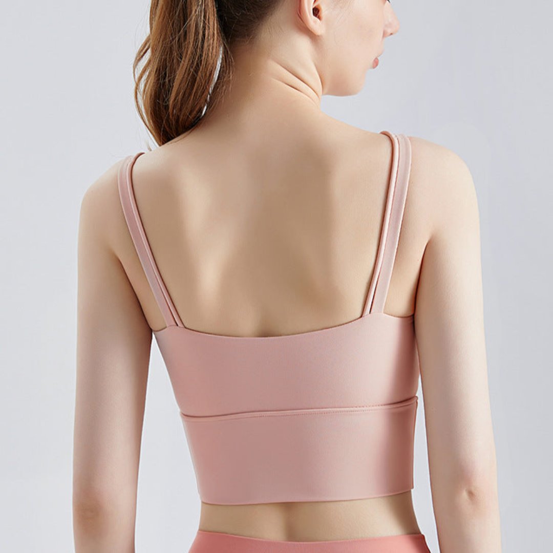 ハイホールド メッシュレイヤード 一体型カップ付き スポーツブラ