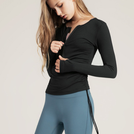 ドローストリングヨガロングシャツ