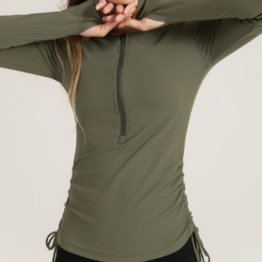 ドローストリングヨガロングシャツ