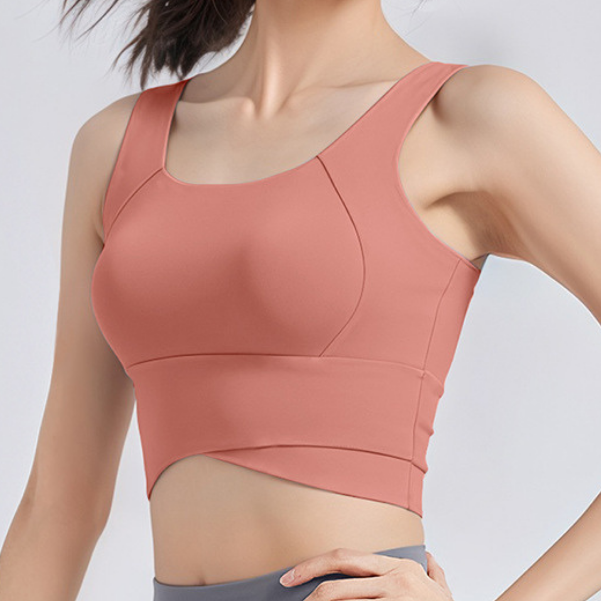 ワイドショルダー　アンダーラップ　スポーツブラ