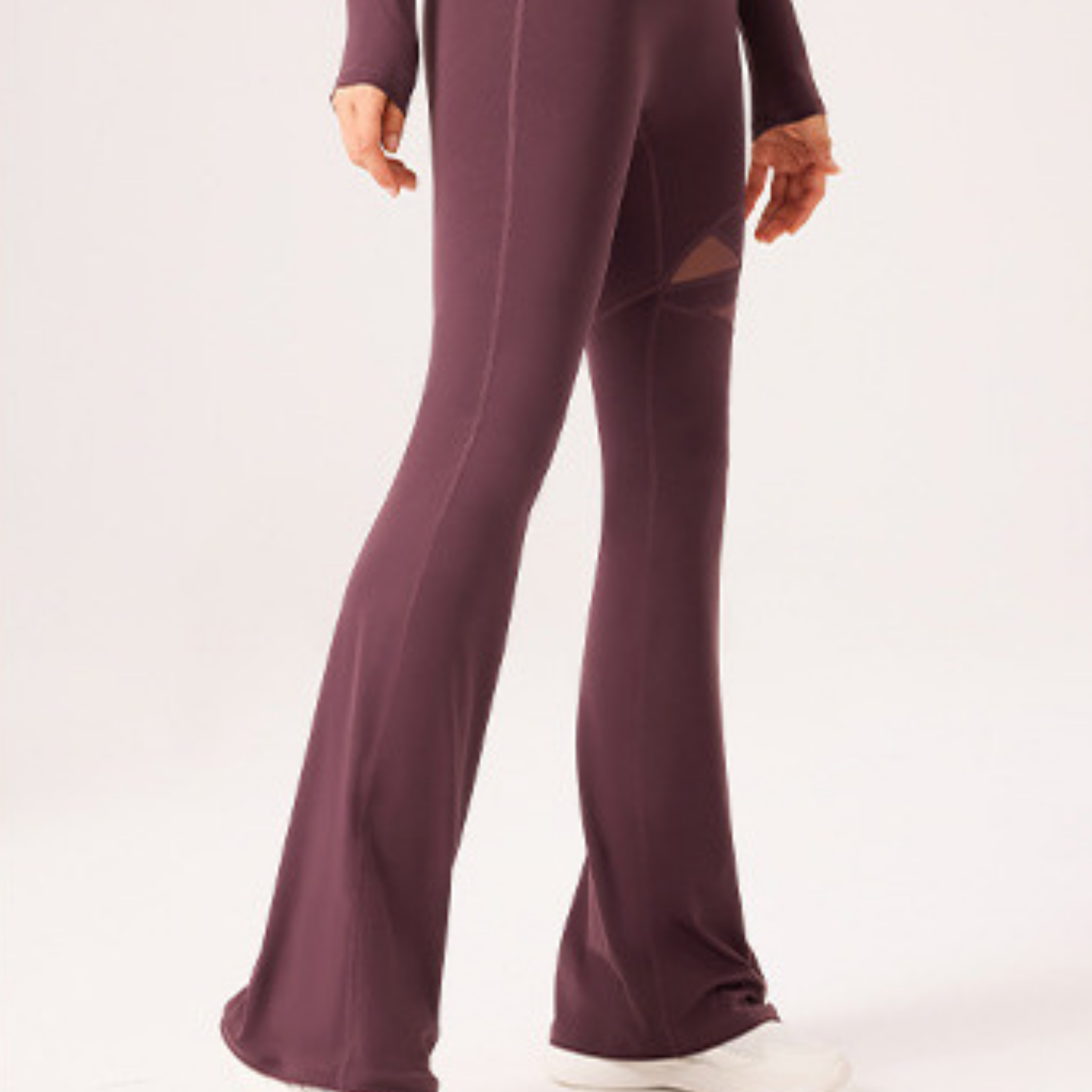 ワンポイントメッシュ　フレアレギンス