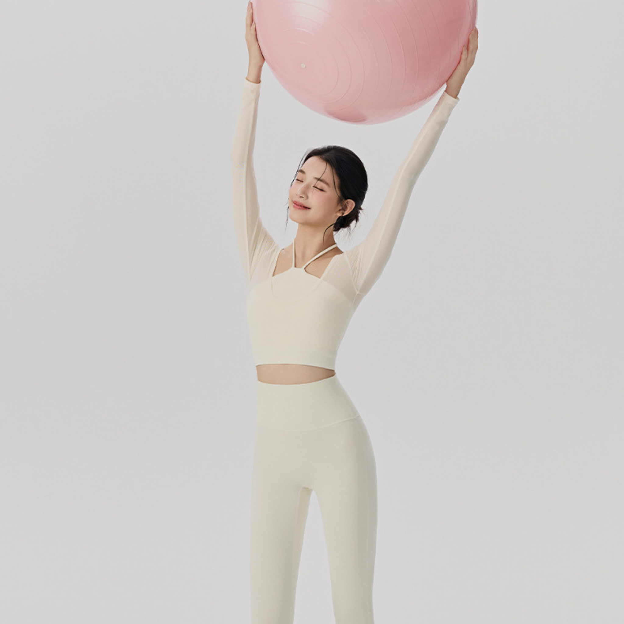 胸パッド付　フェイクツーピース　ホルターネック　長袖トップス