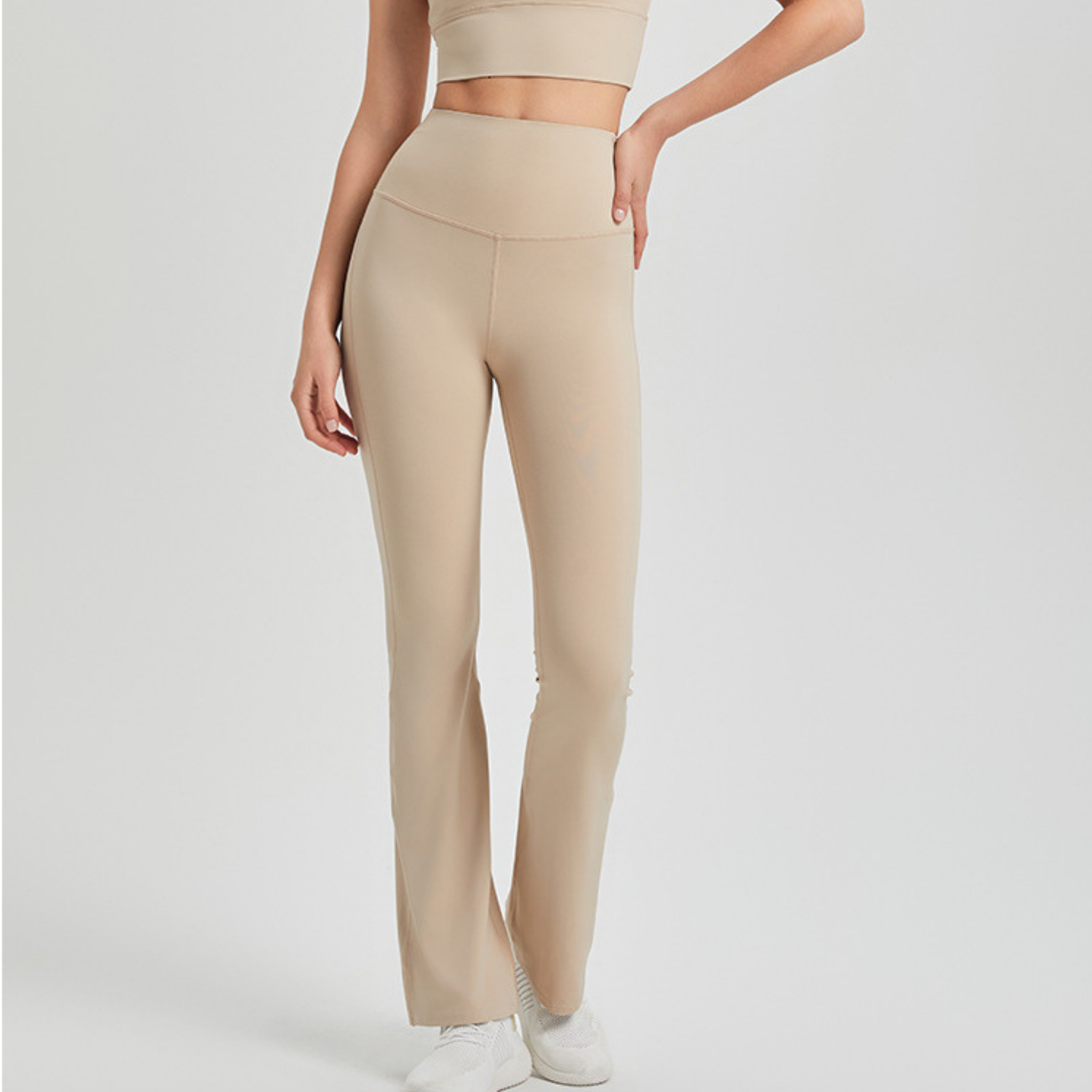 ライクラ　ハイウエスト　フレアパンツ