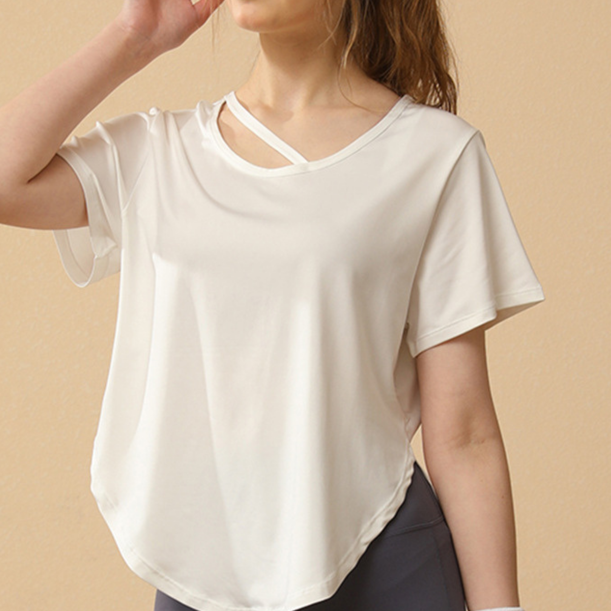 リラックスフィット　サイドスリット　ヨガ　Tシャツ　S～3XL