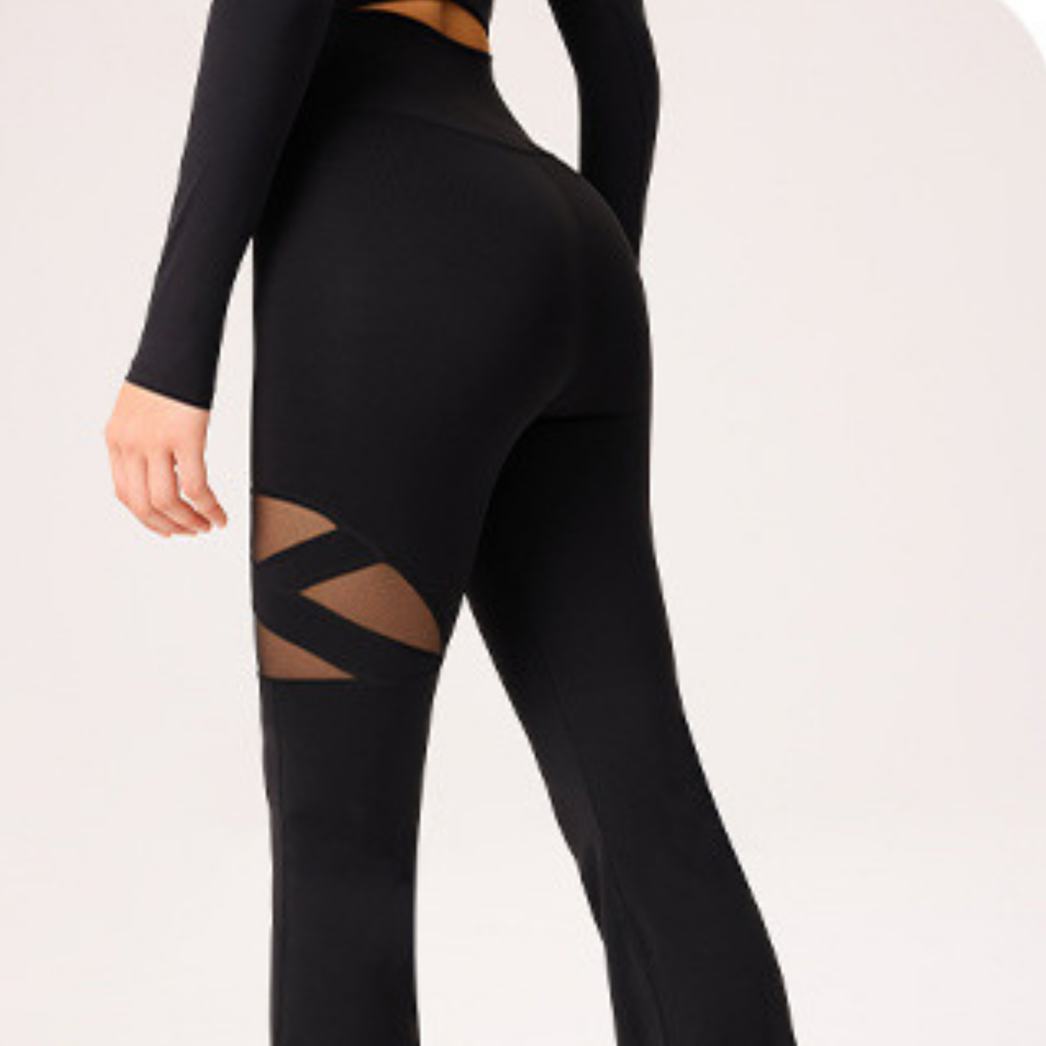 ワンポイントメッシュ　フレアレギンス