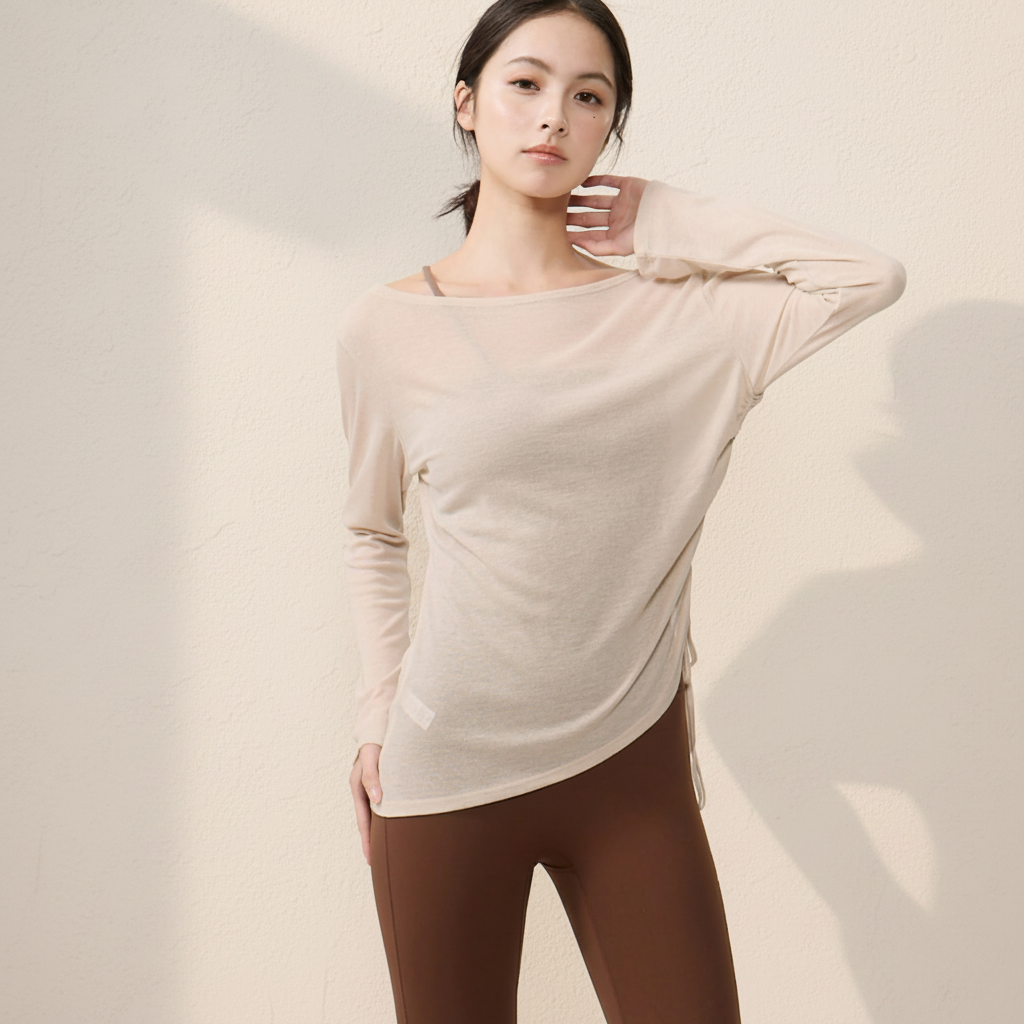シアードローコードロングスリーブトップス