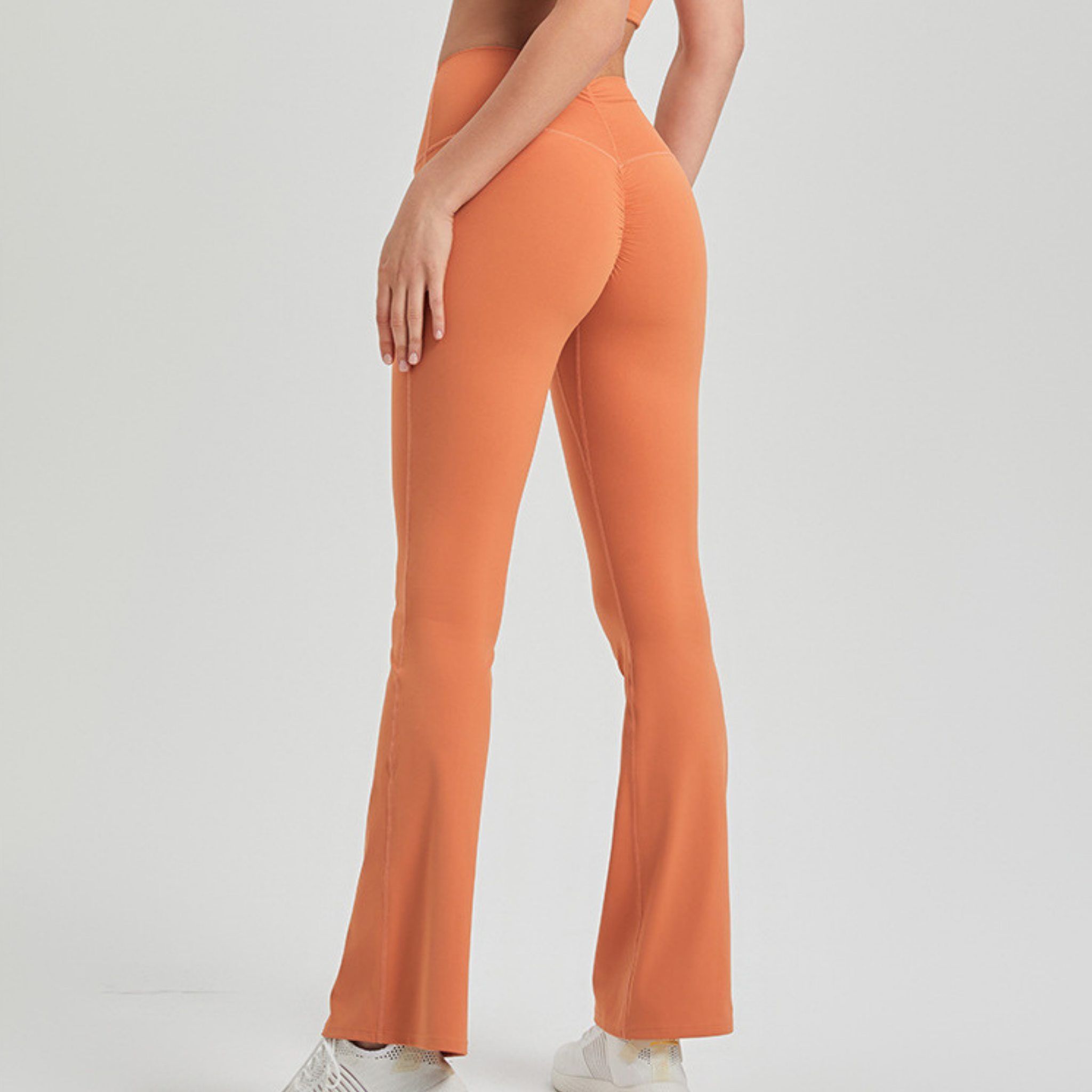 ライクラ　ハイウエスト　フレアパンツ