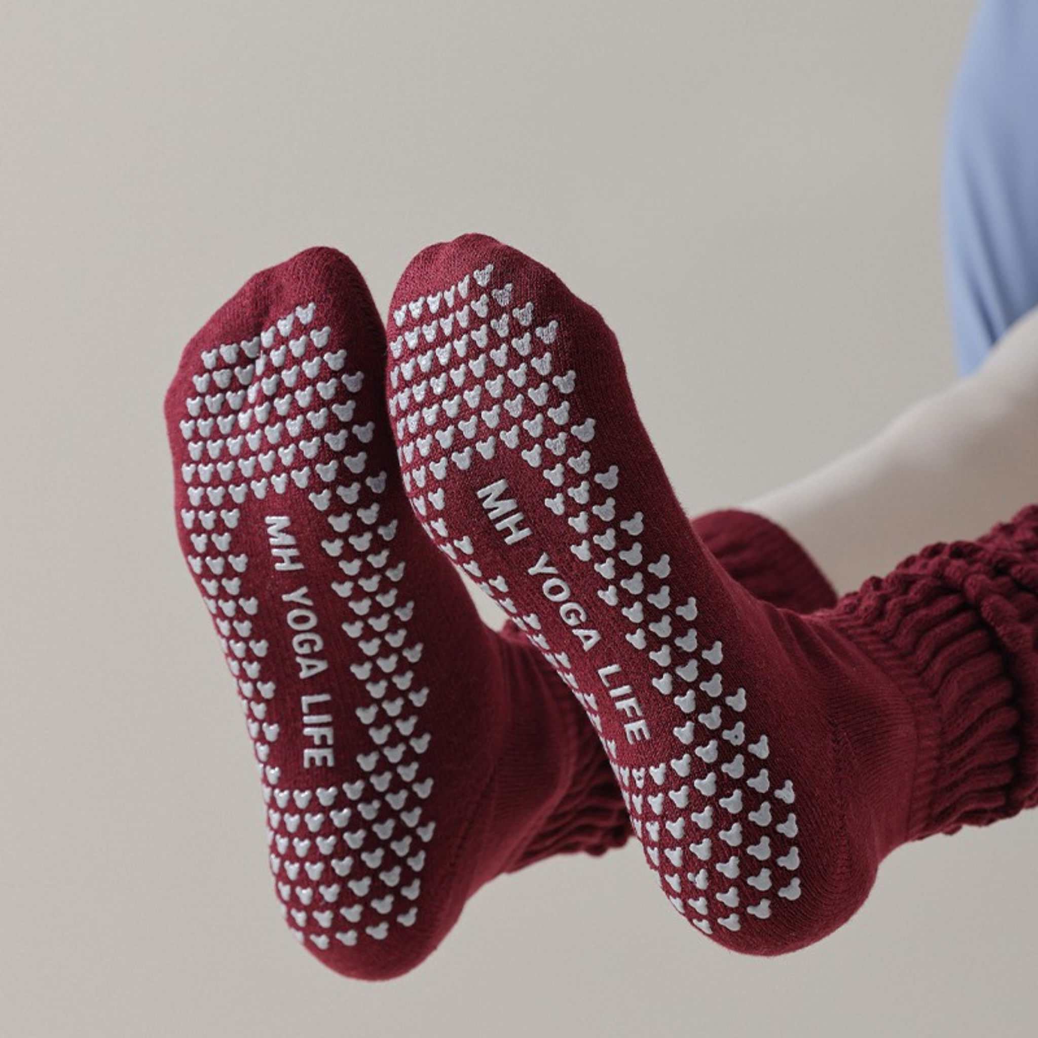 厚手　滑り止め付き　ハイソックス