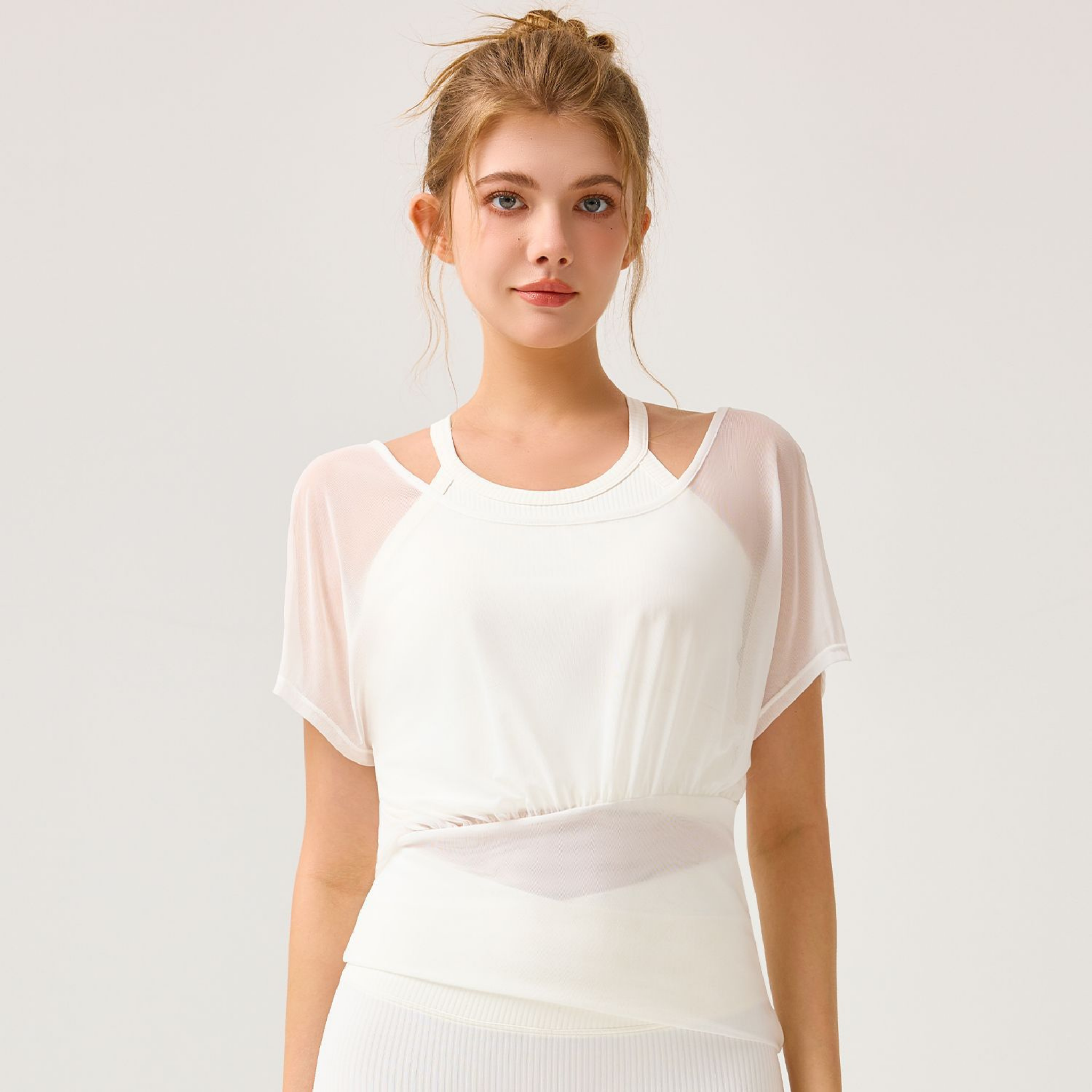 オールメッシュ　ヨガTシャツ