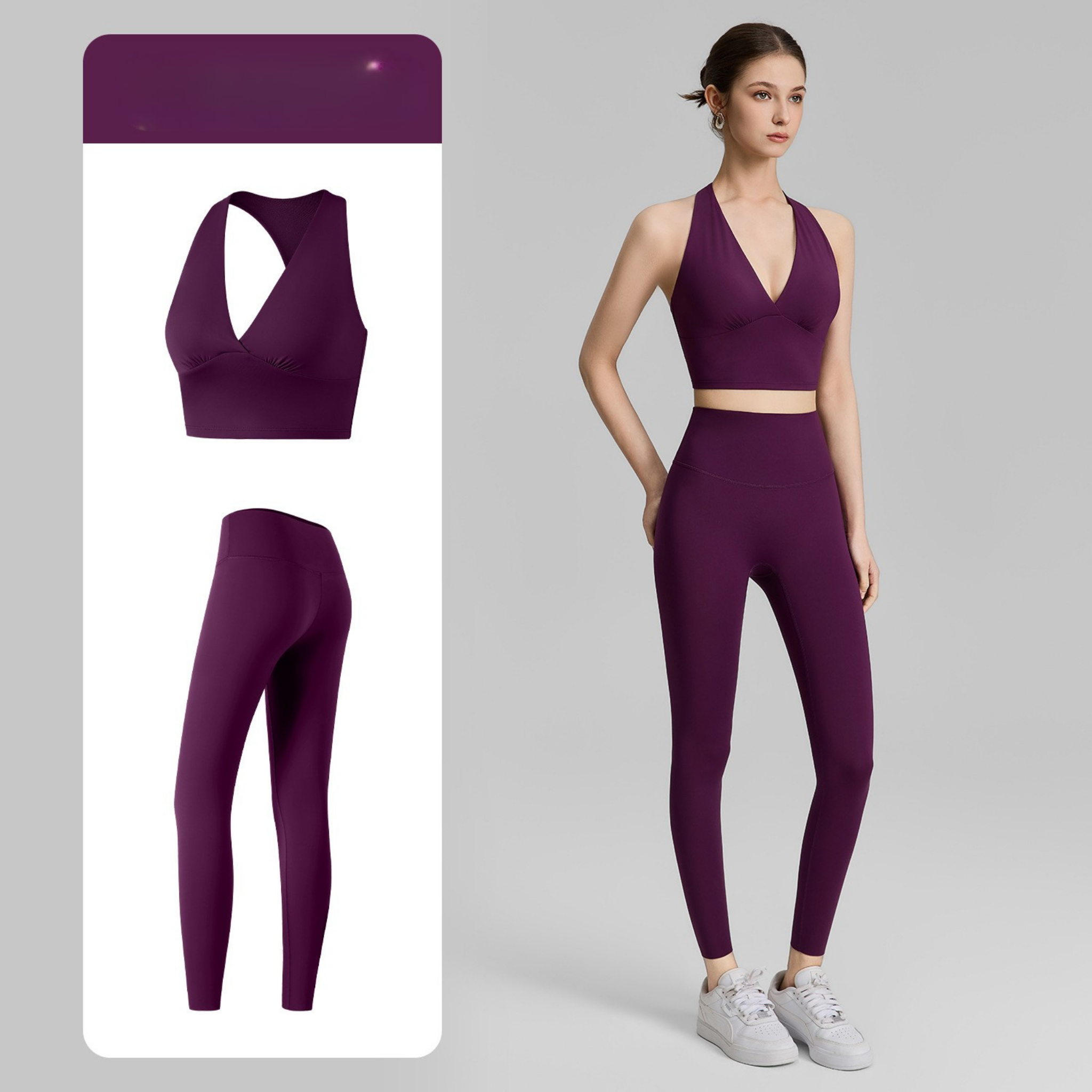 ホルターディープVネック スポーツブラ＆レギンス セットアップ