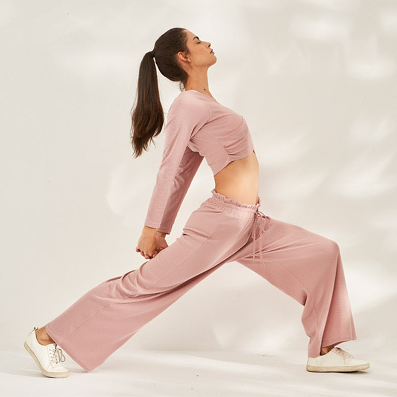 リブパンツ　ゆったりロング