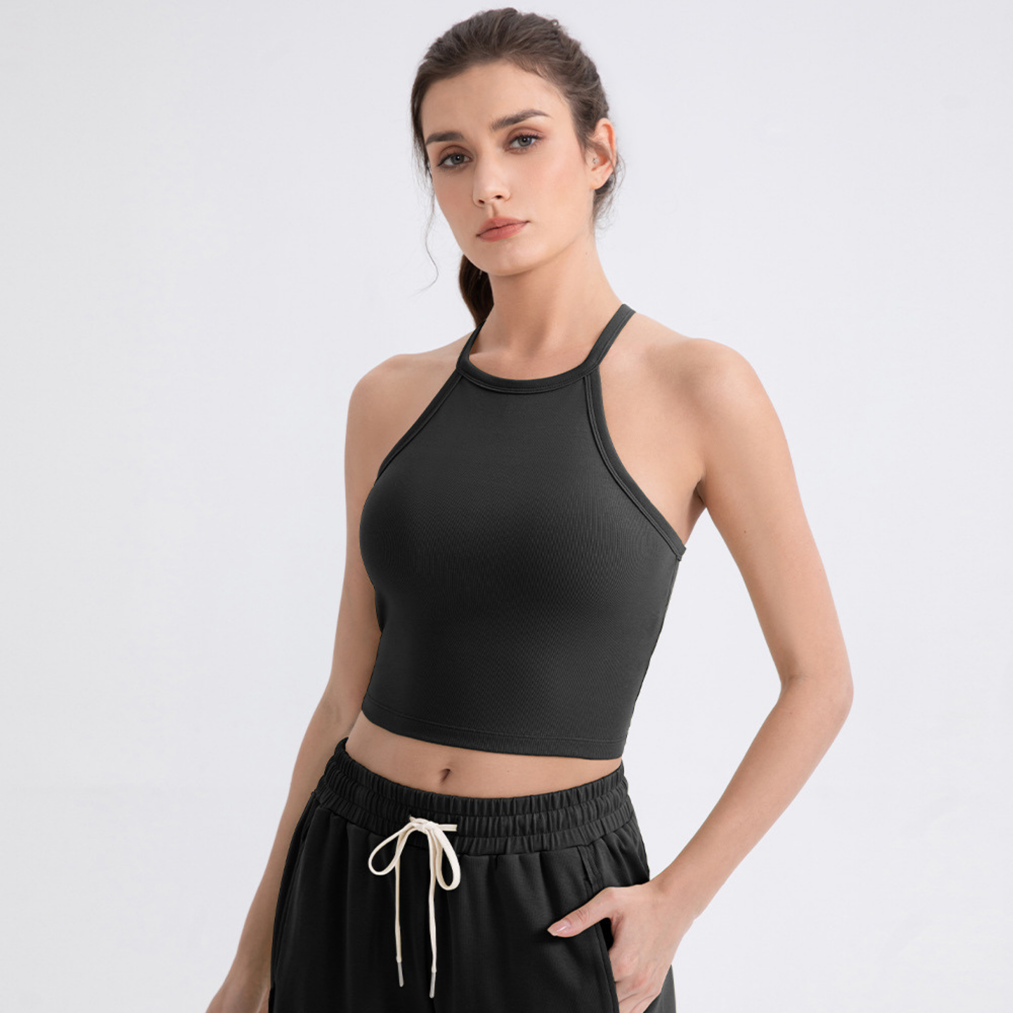 シンプル　ホルターネック　スポーツブラ