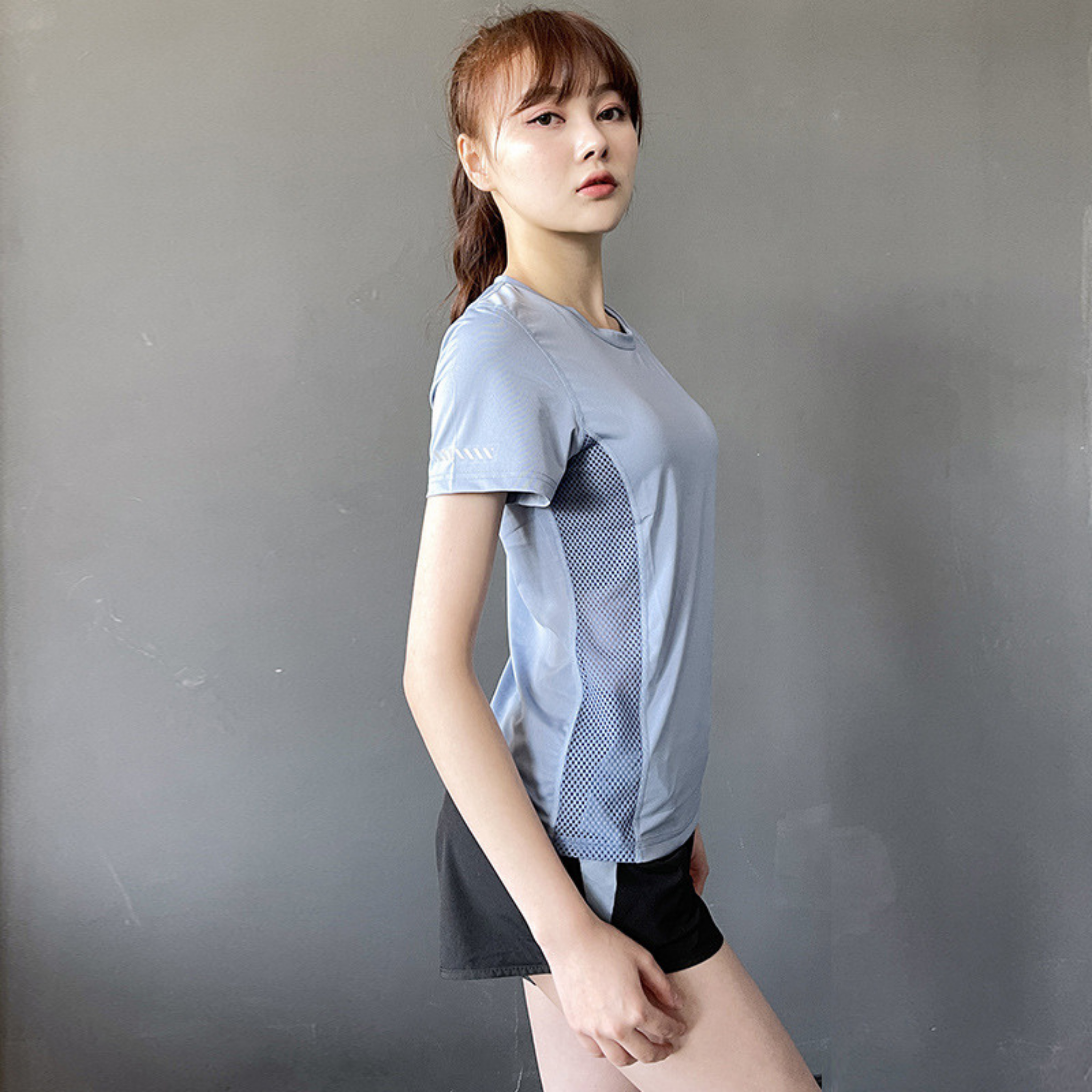 サイド＆バック　メッシュ　スリムフィット　半袖Tシャツ　S～3XL