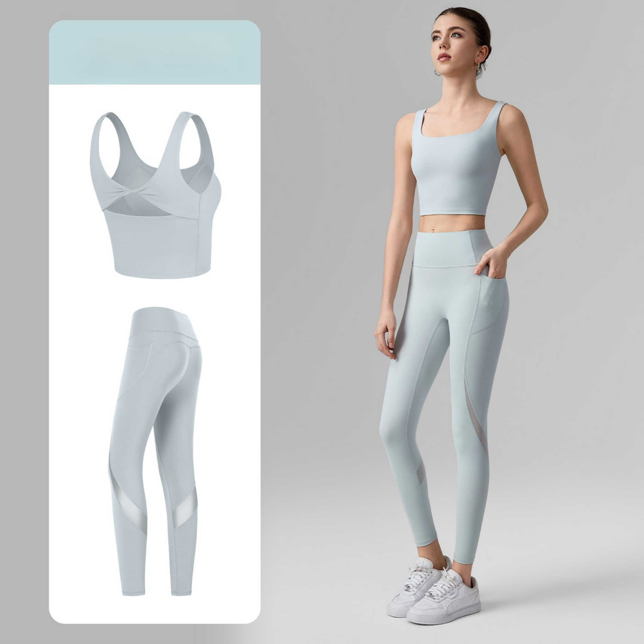 バックツイスト　スポーツブラ＆メッシュスラッシュ　レギンス　セット