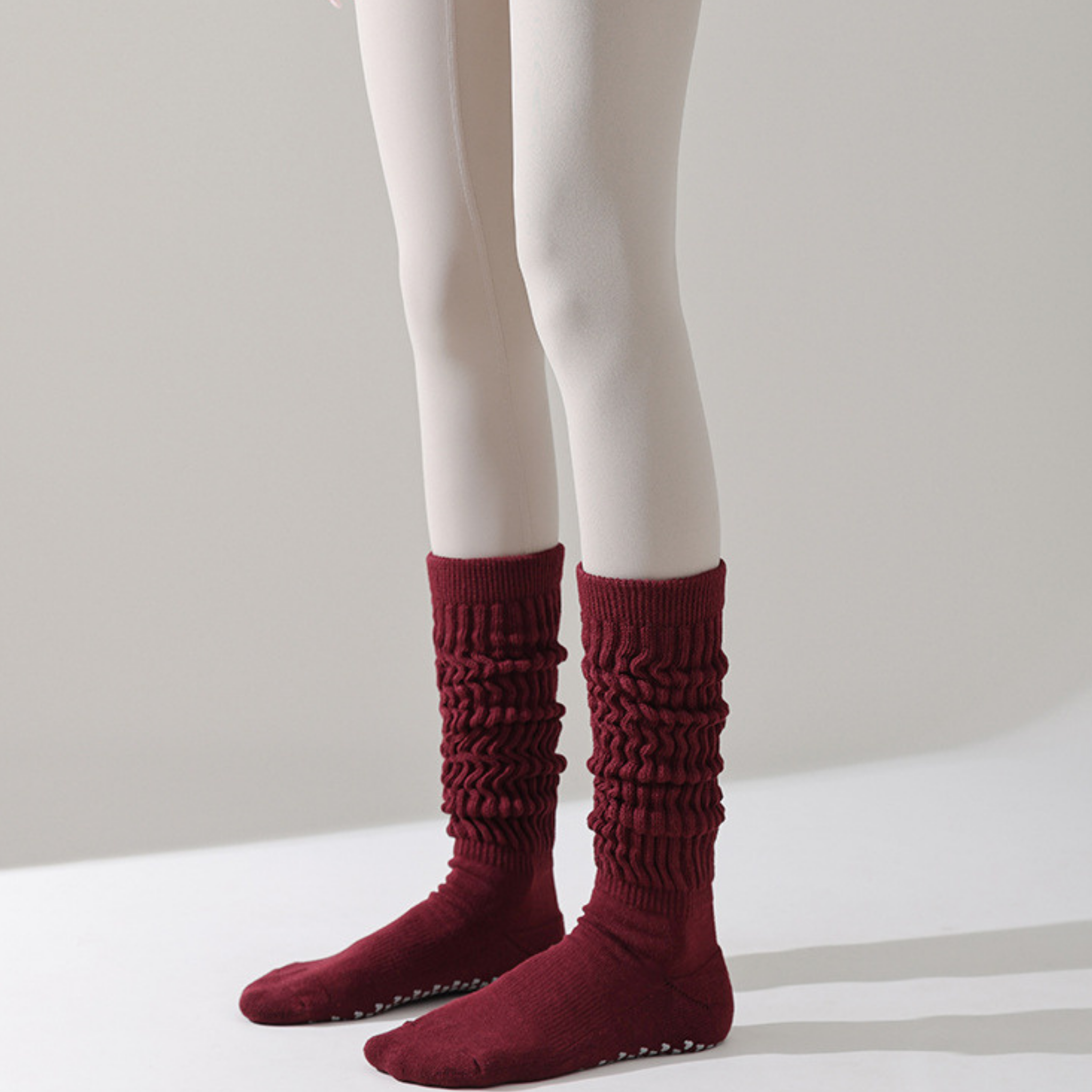 厚手　滑り止め付き　ハイソックス